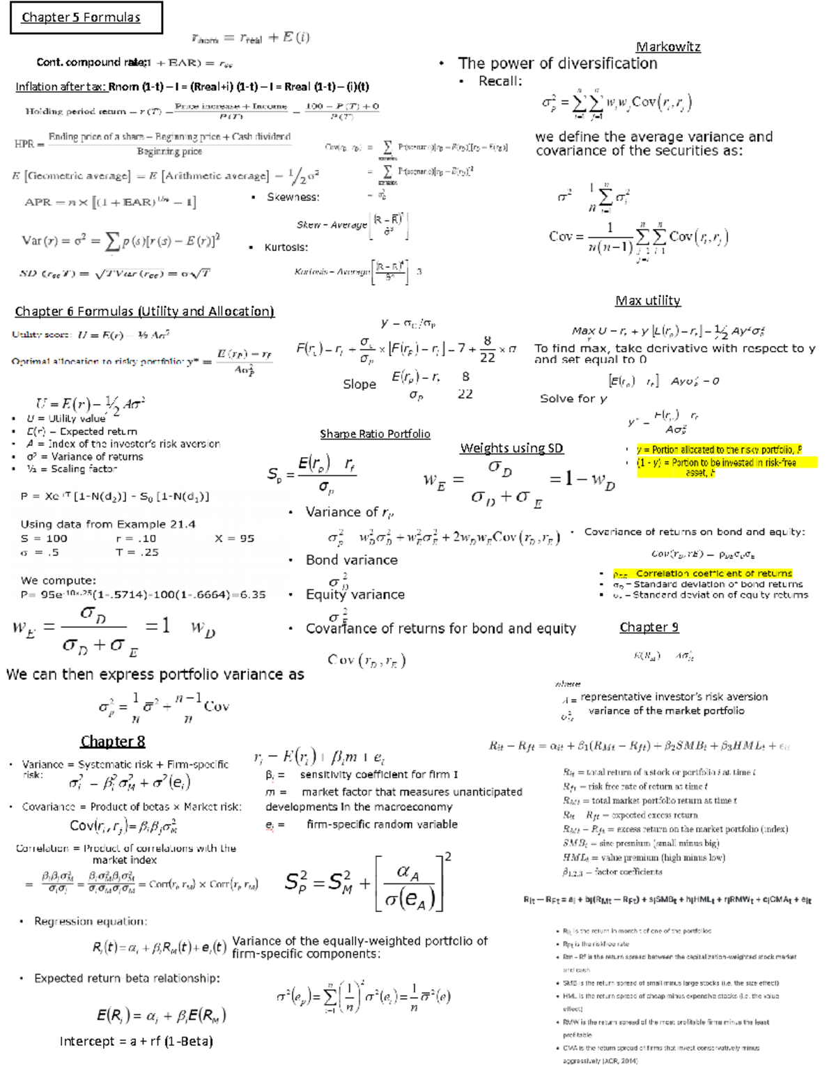 Formula 385 Final Exam Notes: Key Concepts & Formulas - Studocu