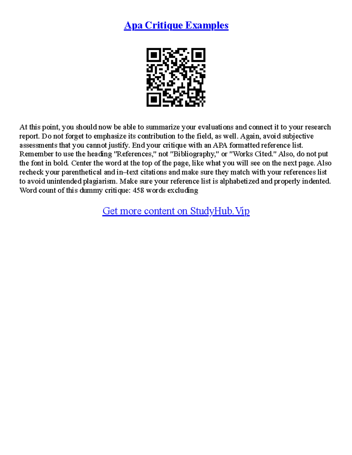Example Of A Critique Essay - Apa Critique Examples At this point, you ...