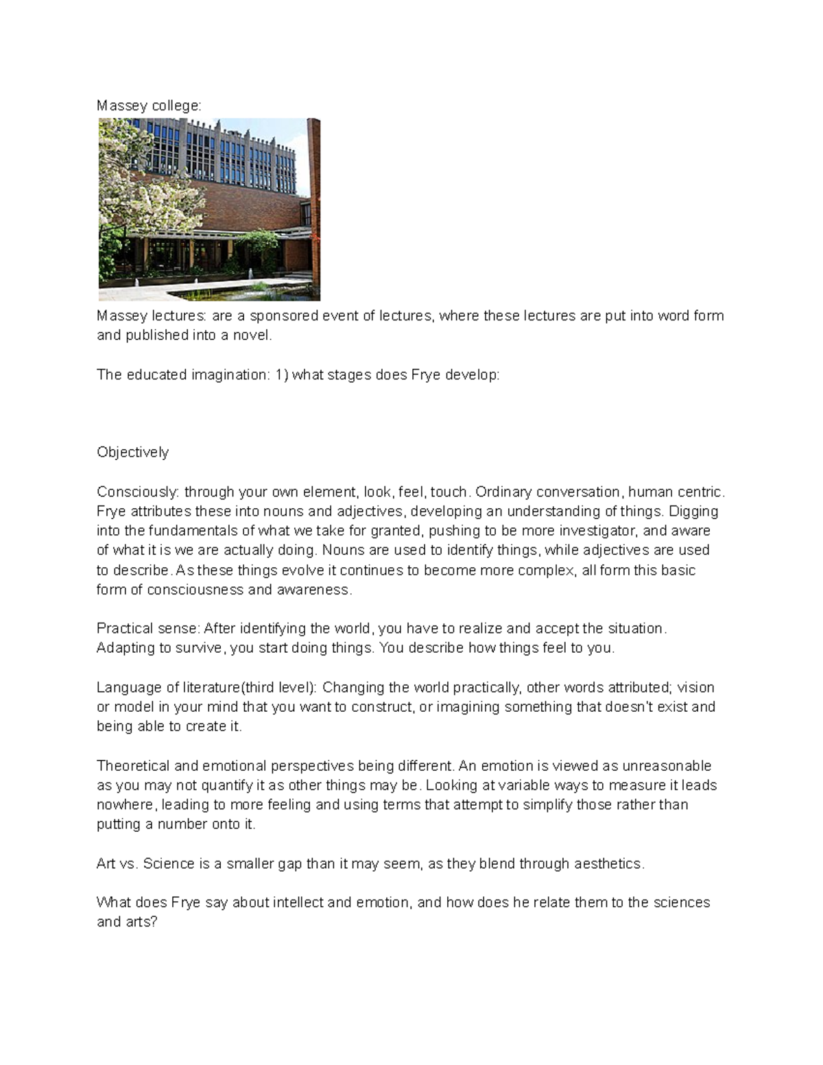 ASC120 Sem1; - notes - Massey college: Massey lectures: are a sponsored ...