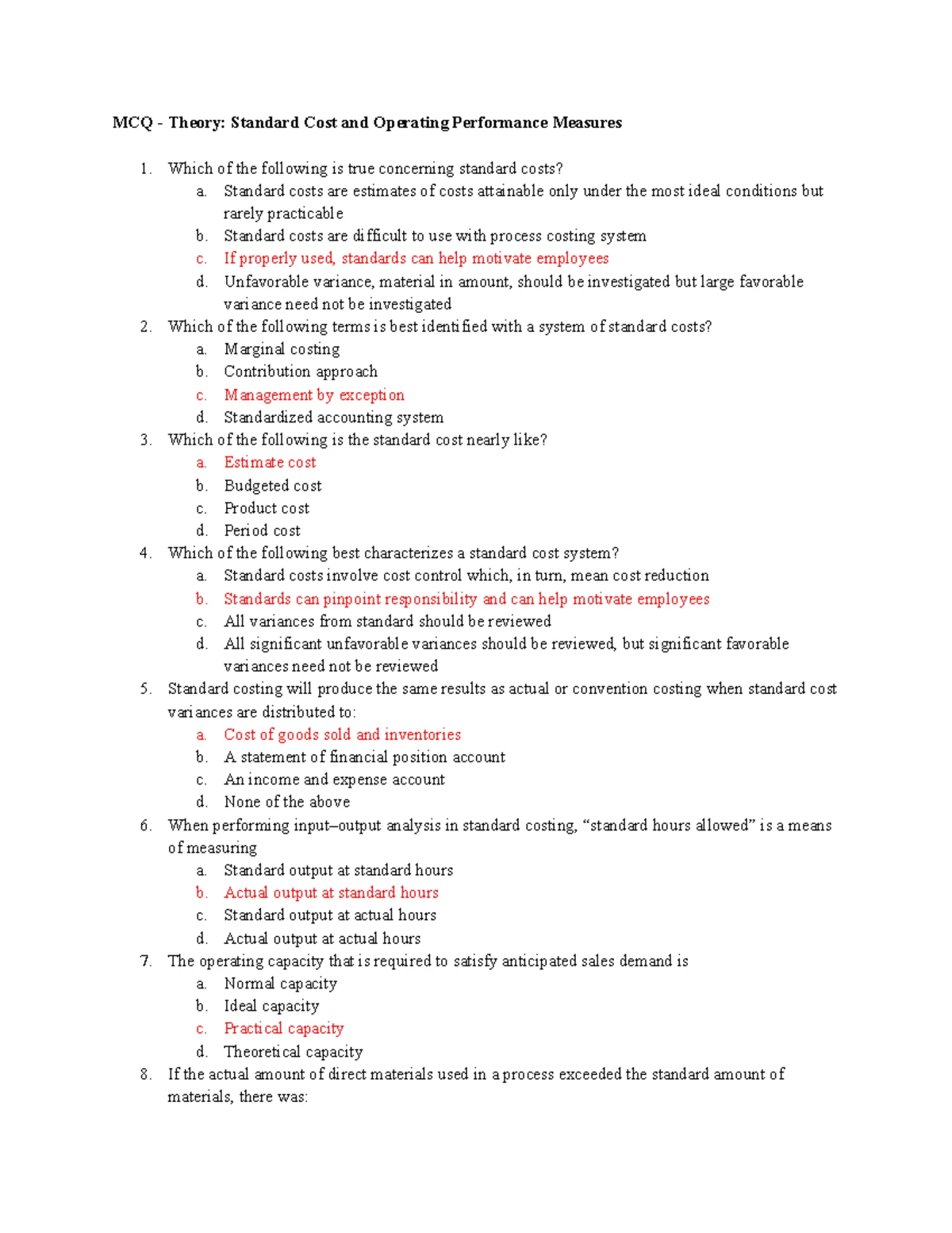 Midterm Exam Study Guide in Cost Accounting (Course Code: CA101) - Studocu