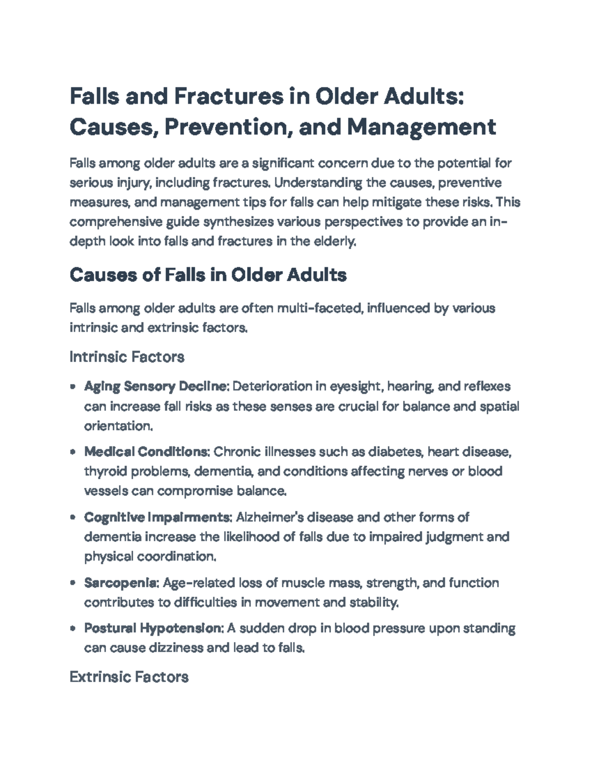 Falls and Fractures in Older Adults: Causes, Prevention & Management ...