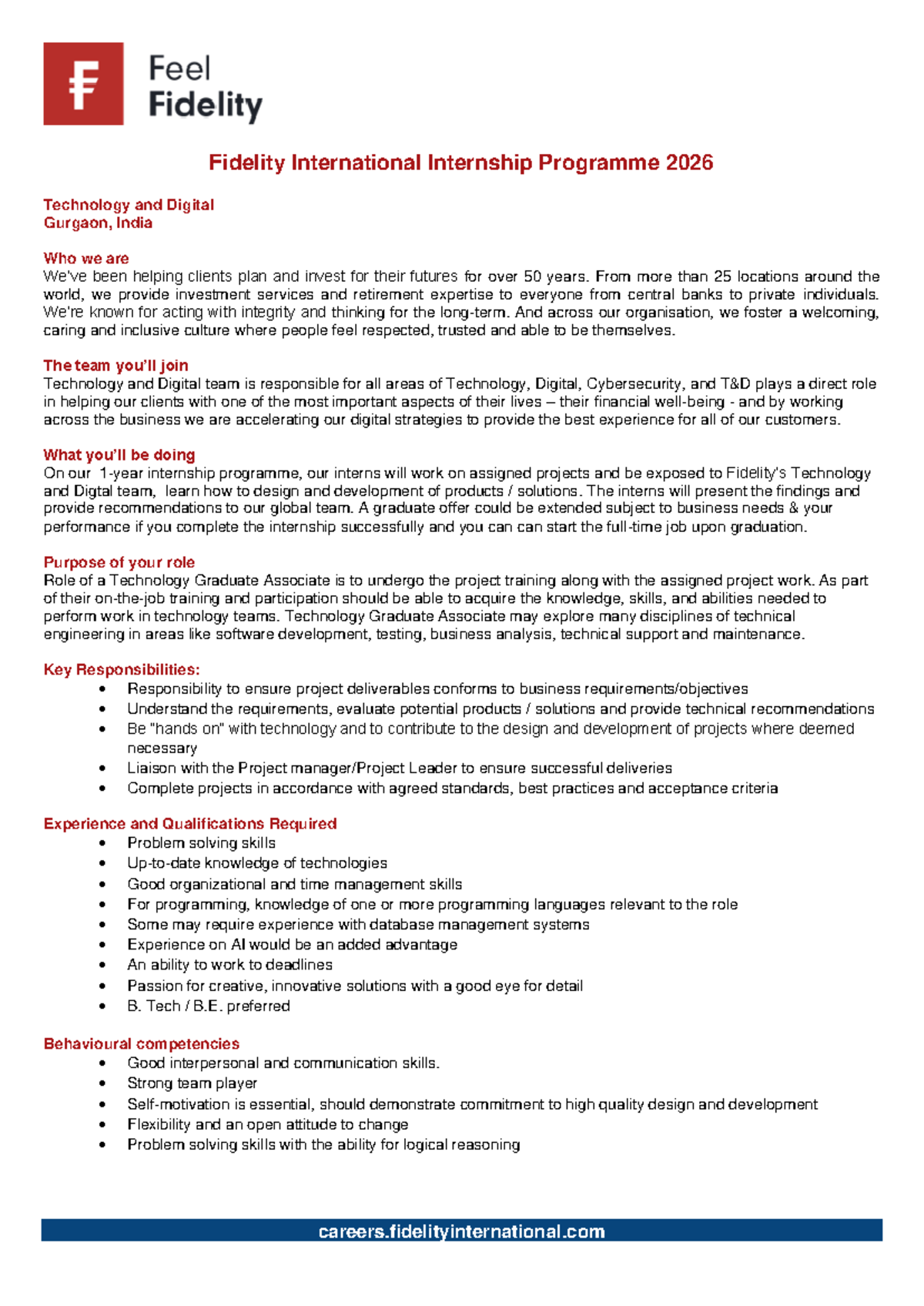 JD - IN Tech 1-Year Internship (Apprentice) Programme 2026 - Studocu