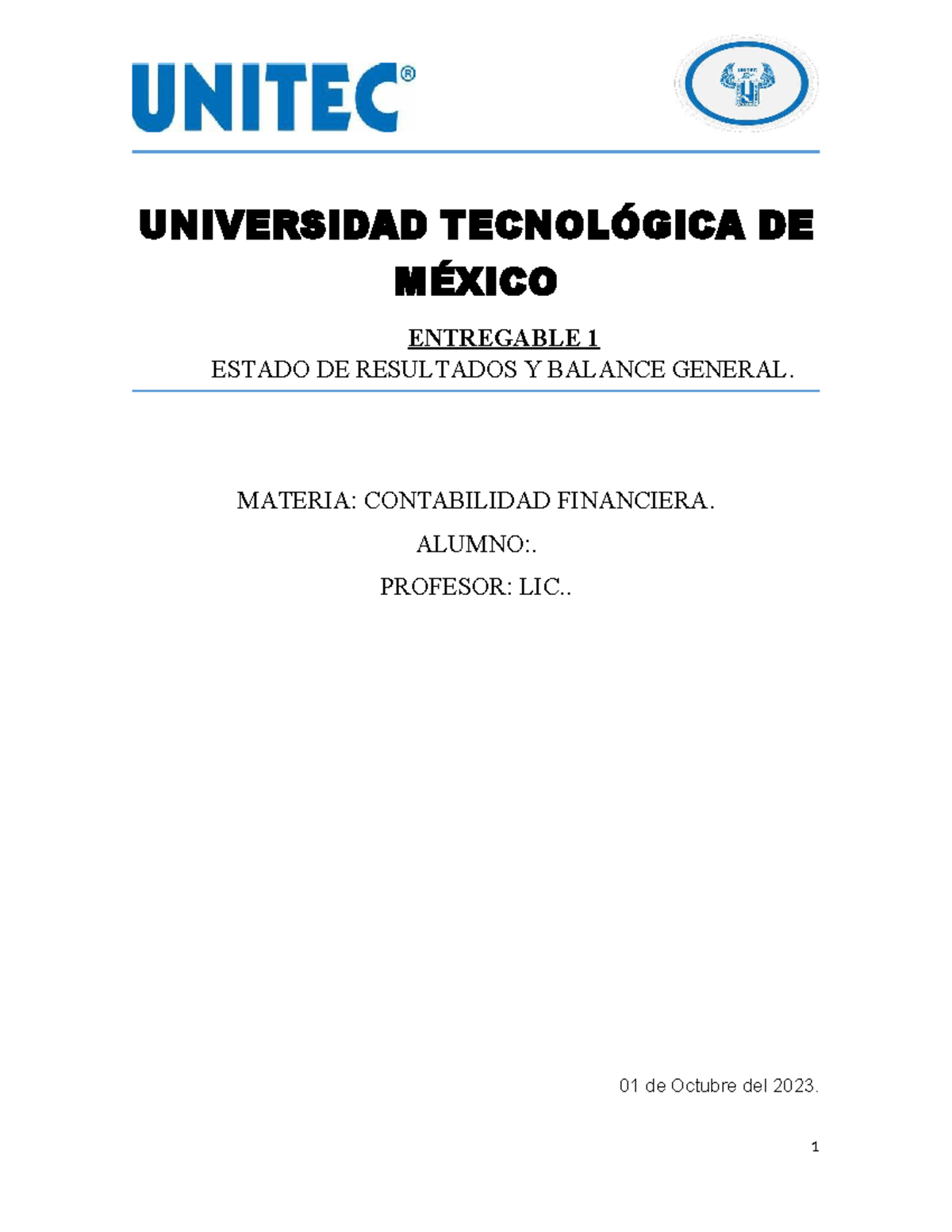 Contabilidad Financiera: Estado de Resultados y Balance General - Studocu