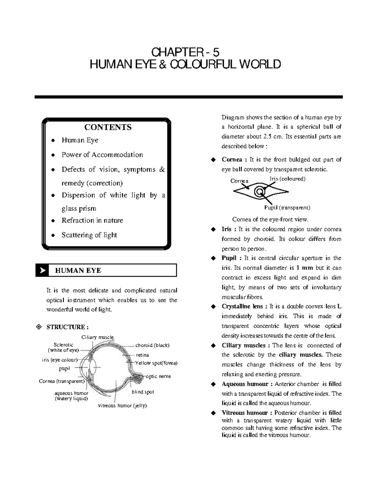 Human Eye - CONTENTS Human Eye Power of Accommodation Defects of vision ...
