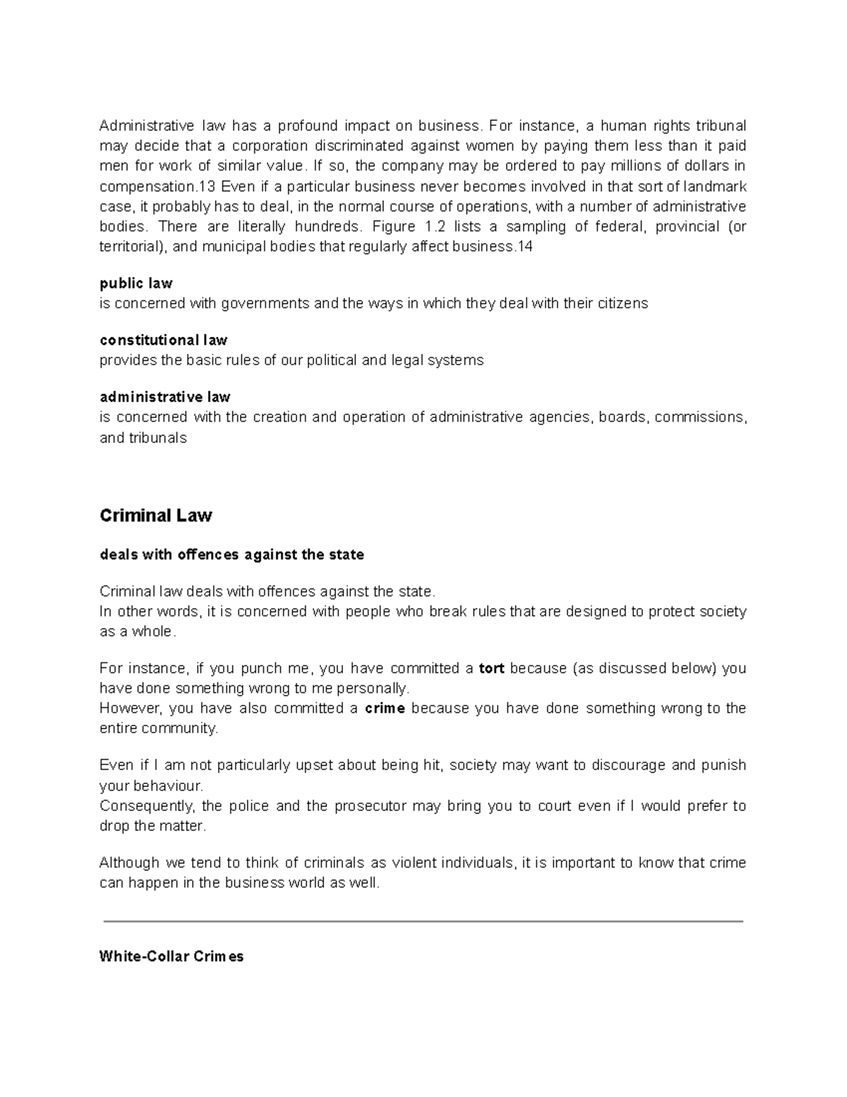 Chapter 1 Notes: The Impact of Administrative Law on Business - Studocu