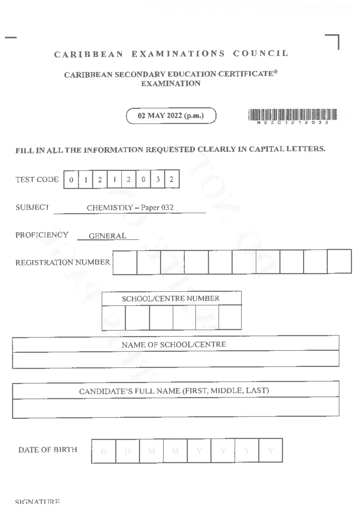 Chemistry CSEC Paper 032 Past Exam Questions & Titration Method Guide ...