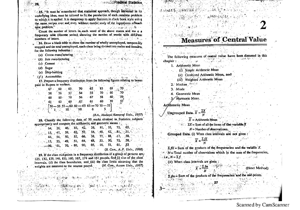 MATH notes for statistics - 306 Statistics 9. Ten students of B. class ...
