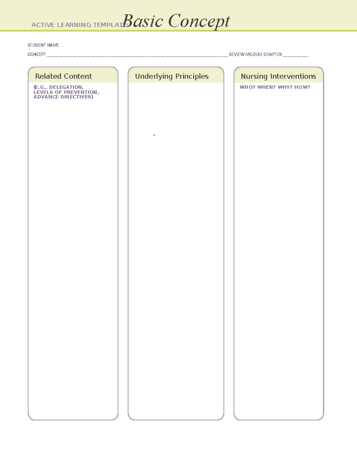 Active Learning Template Basic Concept - NUR 3102 - STUDENT NAME ...