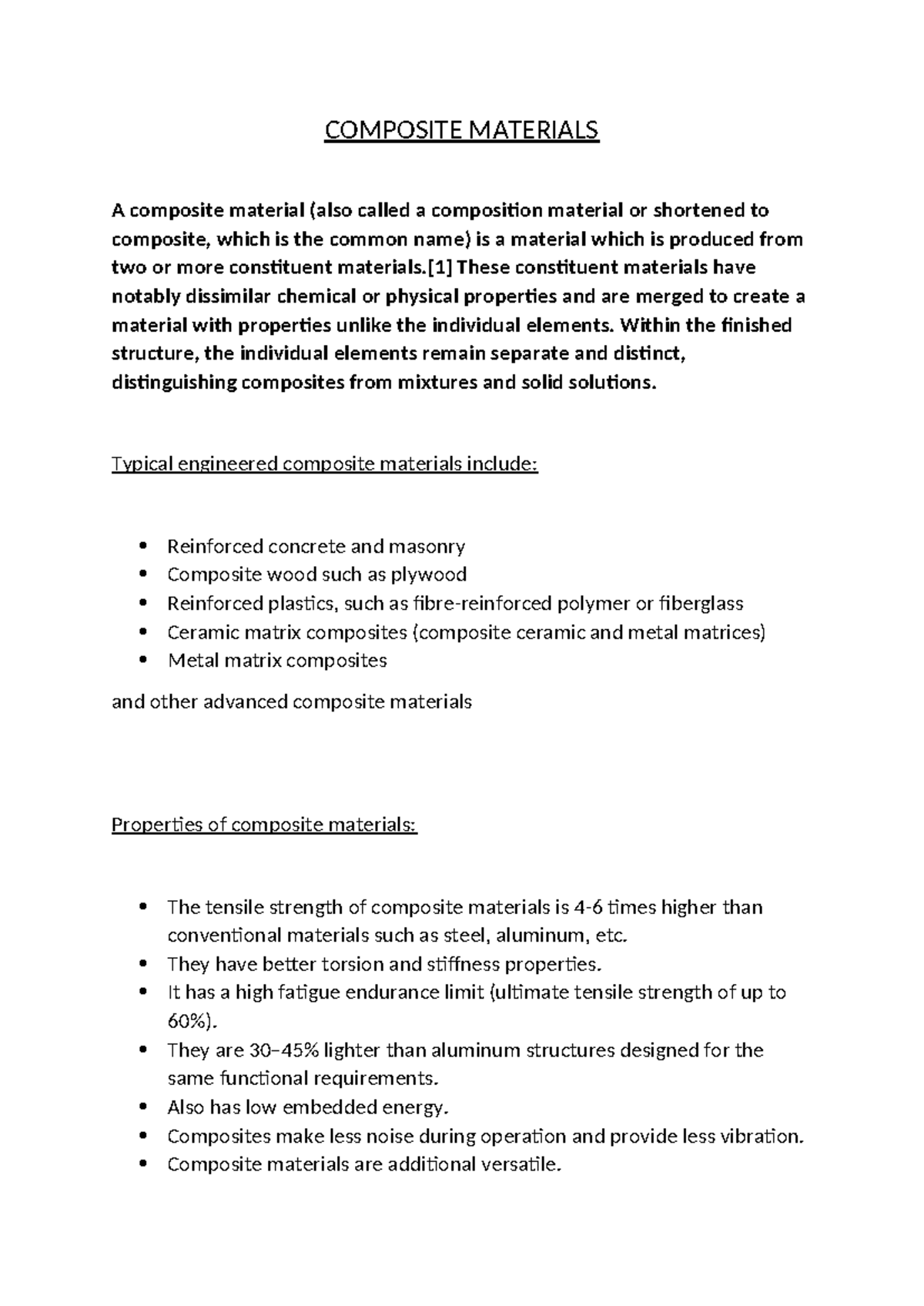 Composite Materials - Comprehensive Lecture Notes on Properties and ...