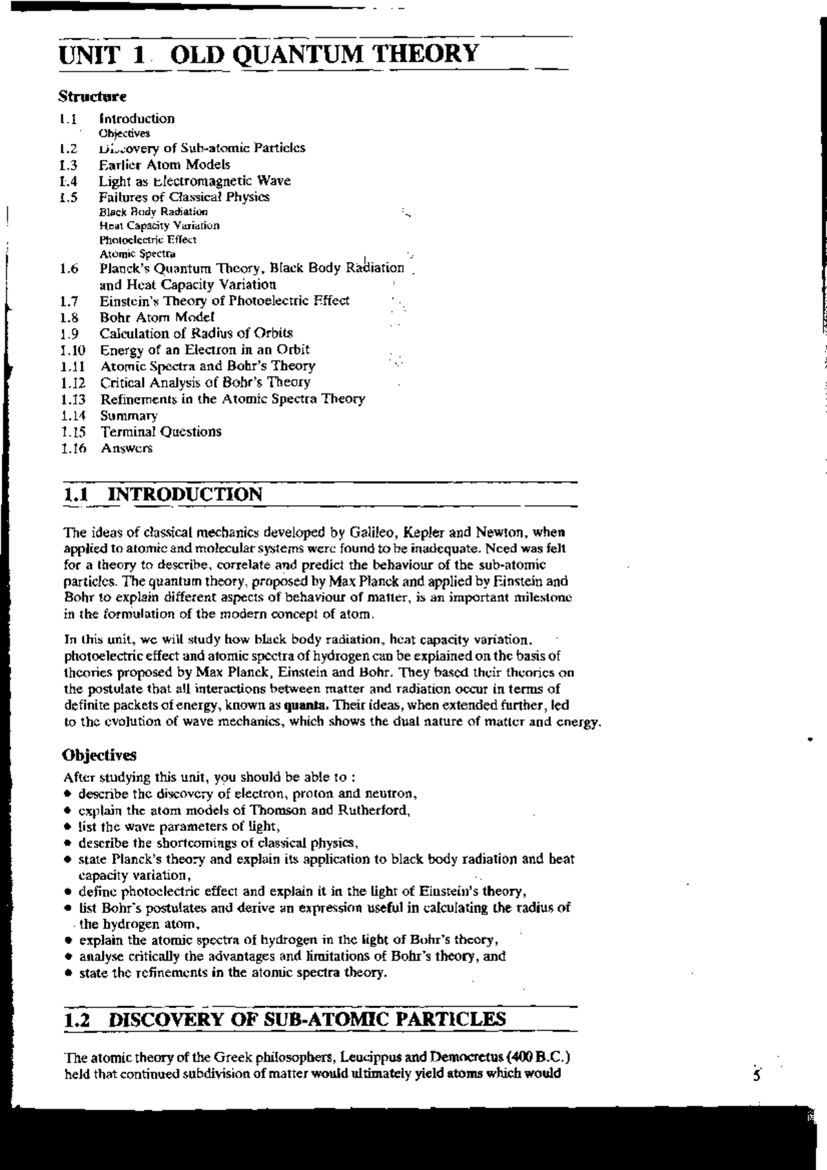 Unit 1 - Old Quantum Theory Study Notes for Physics 101 - Studocu