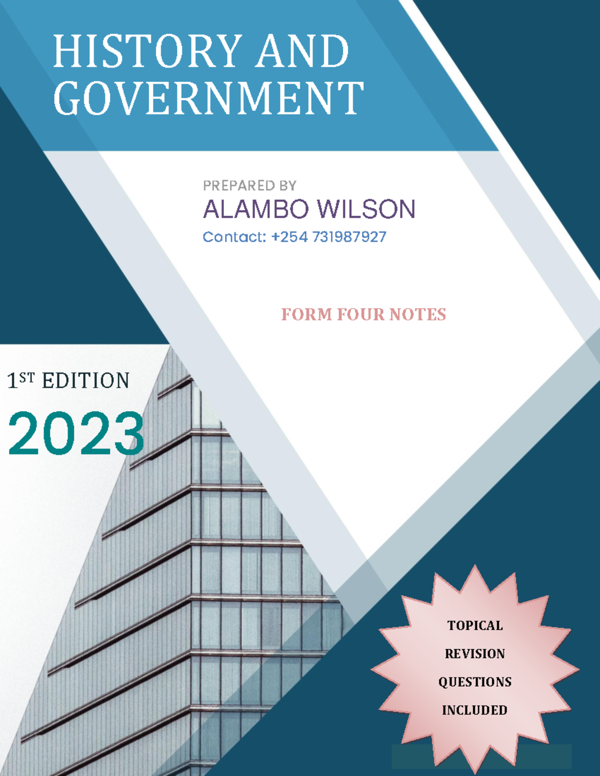 FORM 4 HISTORY Alambo - Comprehensive Revision Notes & Questions - Studocu