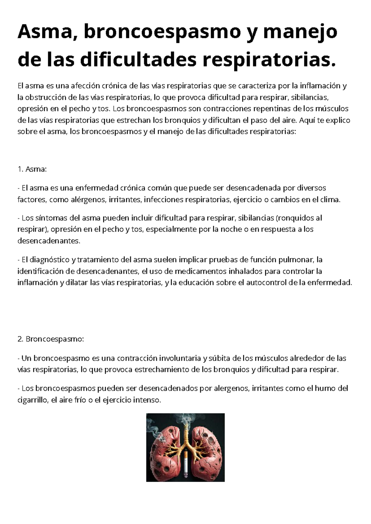 Manejo del Asma y Broncoespasmo: Dificultades Respiratorias - Studocu