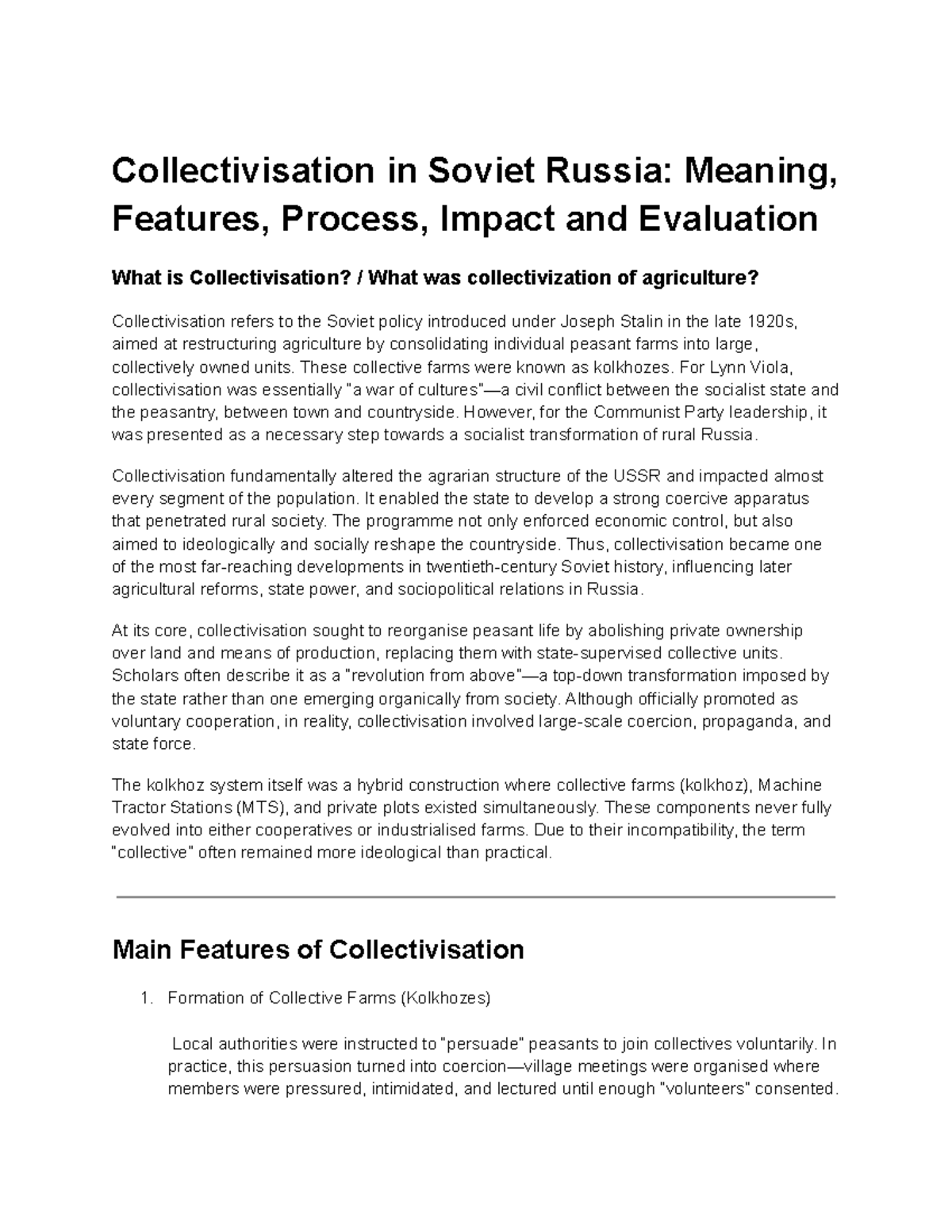 Examples Of Collectivisation