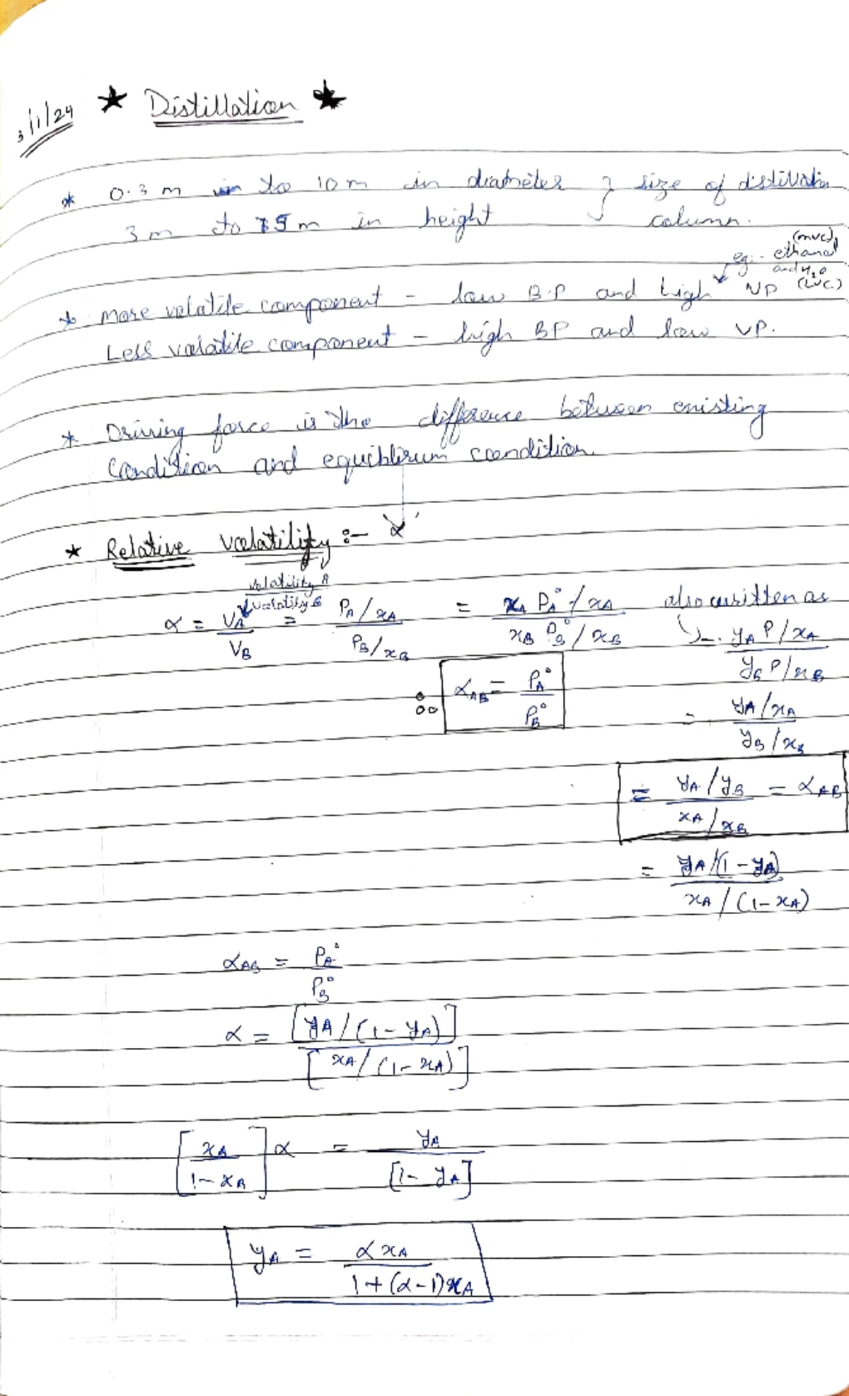 Distillation Column design and excel sheet explaining the calculations ...