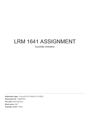 LRM final document 1 - LRM assignment - FACULTY OF MANAGEMENT COMMERCE ...