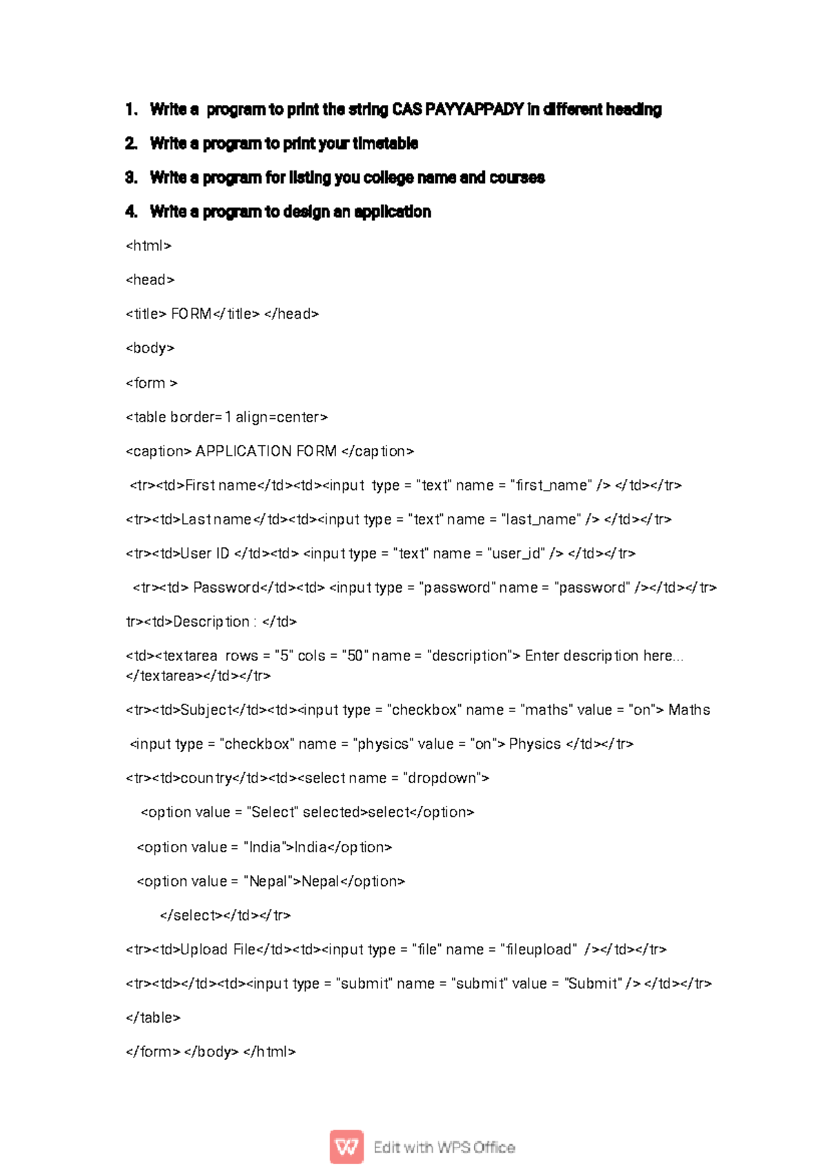 PHP LAB record notes - 1. Write a program to print the string CAS ...