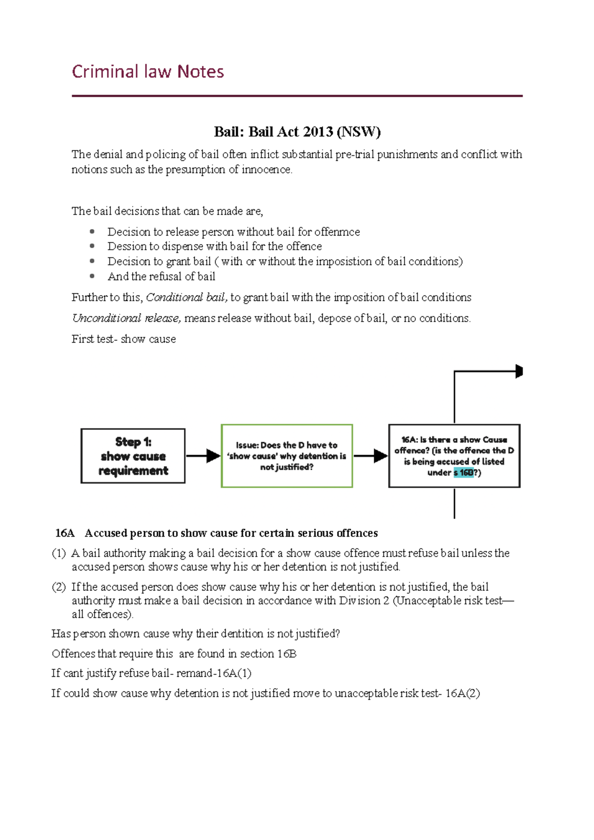 Crim 101 Lecture Notes: Understanding Bail and Criminal Liability - Studocu