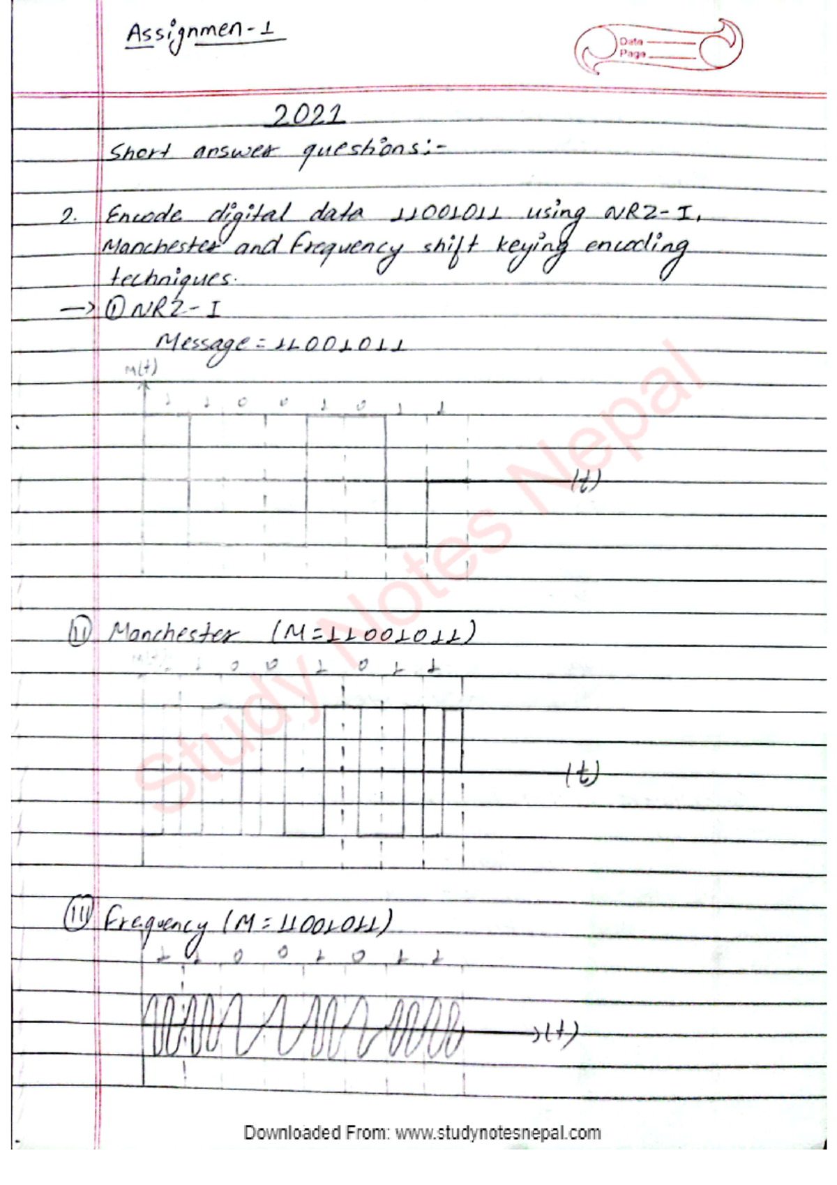 DCCN-Final-PDF - question and notes - Date Page 2021 Short answer 2 ...