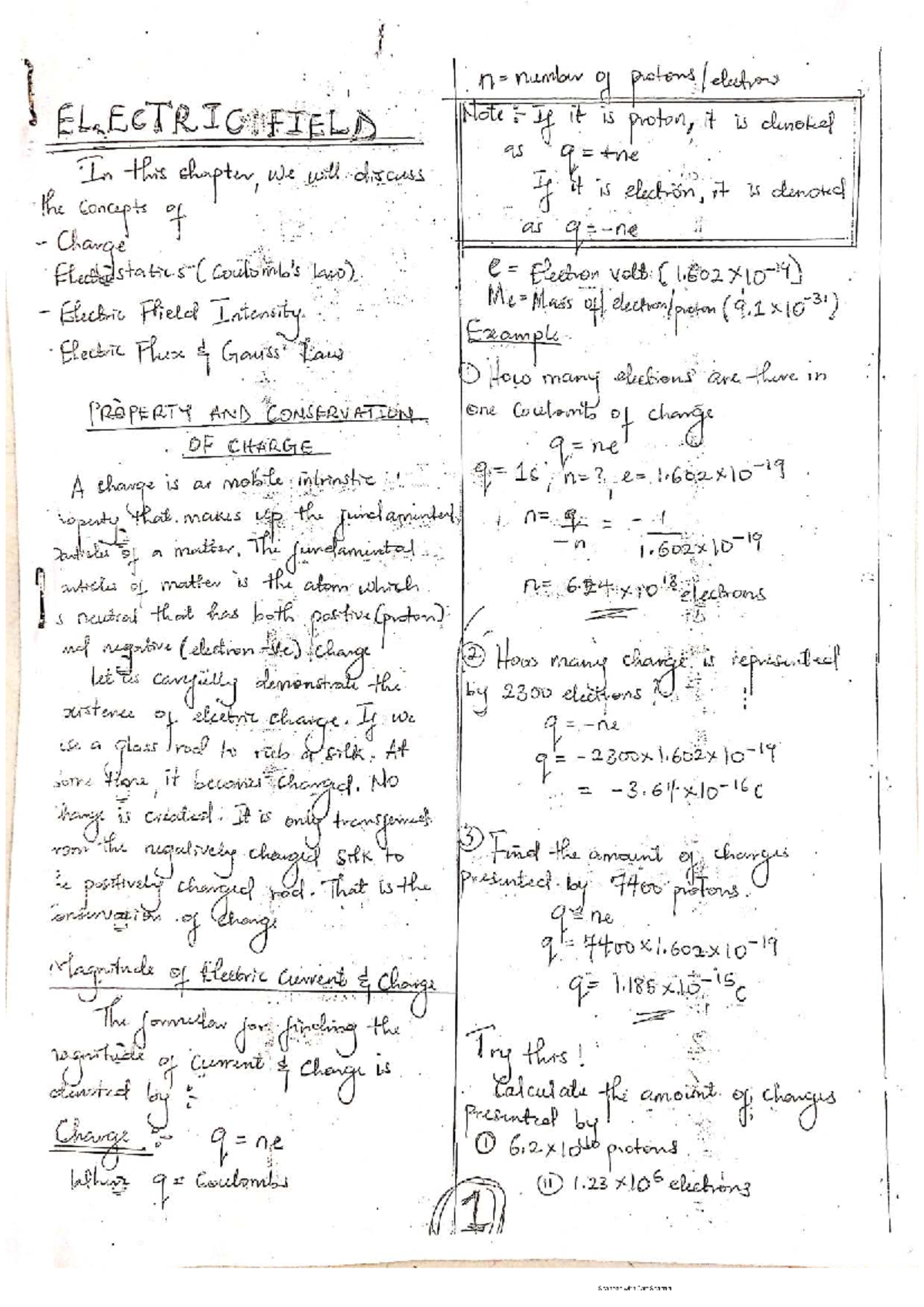 PHY 102 Complete Lecture Notes on Electric Fields and Charge ...
