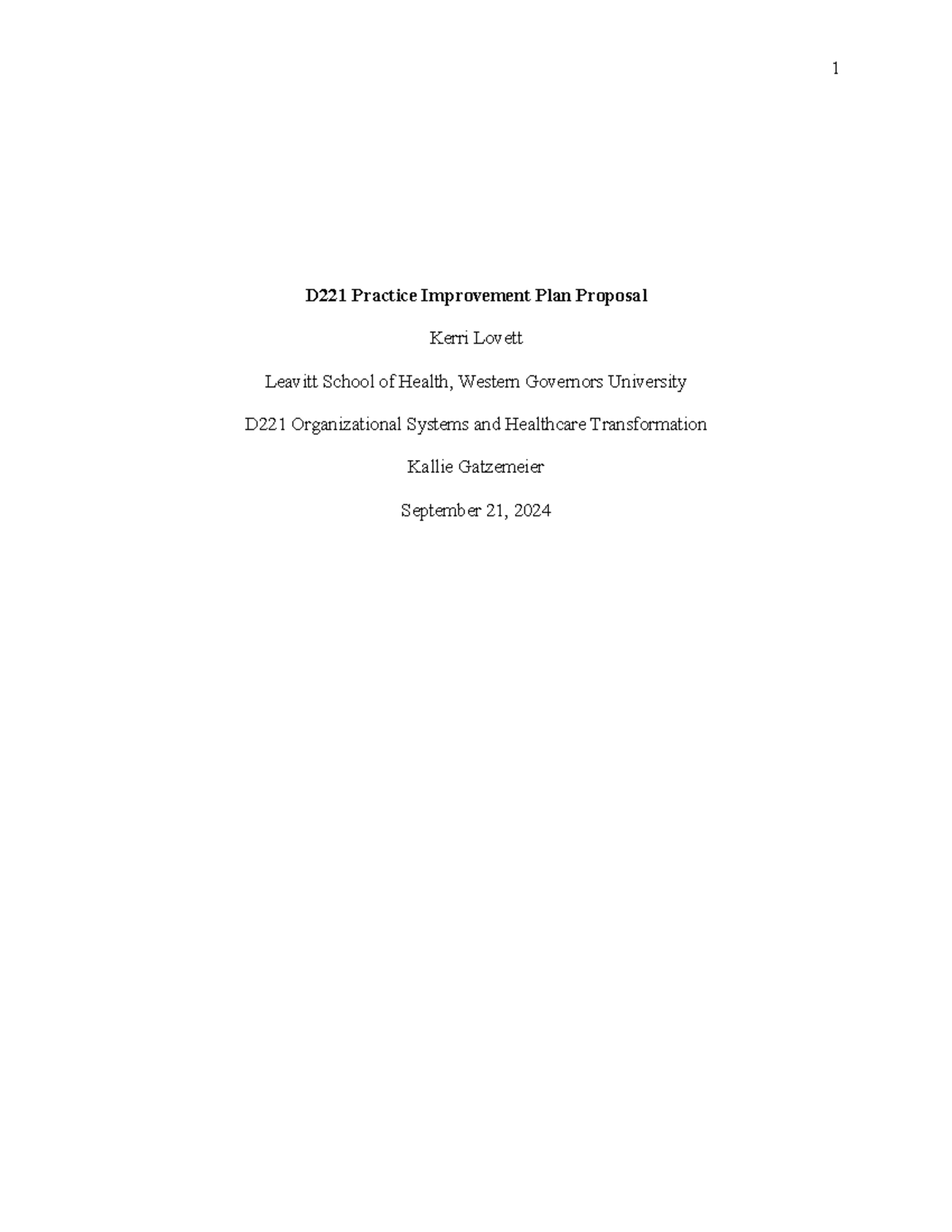 D221 Practice Improvement Plan: Addressing Nursing Burnout in LTC ...