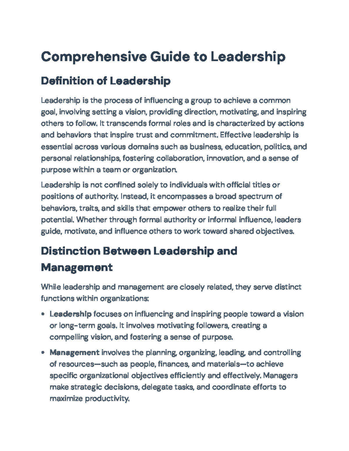 Comprehensive Guide to Leadership: Key Concepts & Skills - Studocu