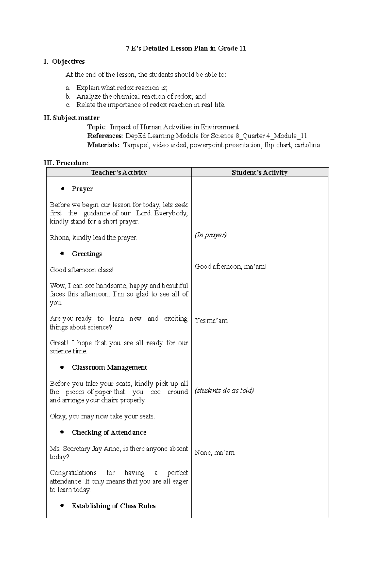 Wilyn DLP - dddddddddd - 7 E’s Detailed Lesson Plan in Grade 11 I ...