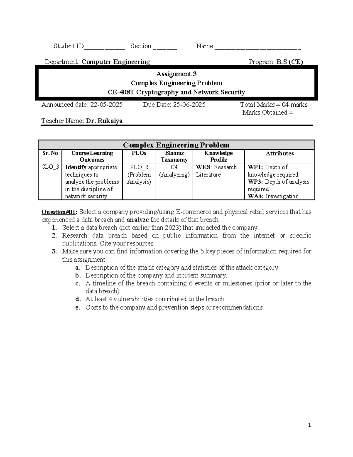 Assignment 3 (CEP): Analyzing a Data Breach in Cryptography - Studocu