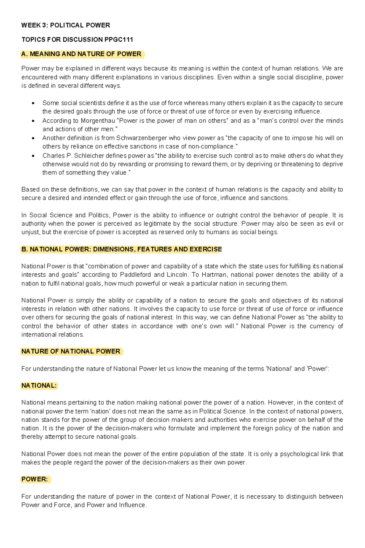 WEEK 3: Political Power in Human Relations and Authority (PPGC) - Studocu