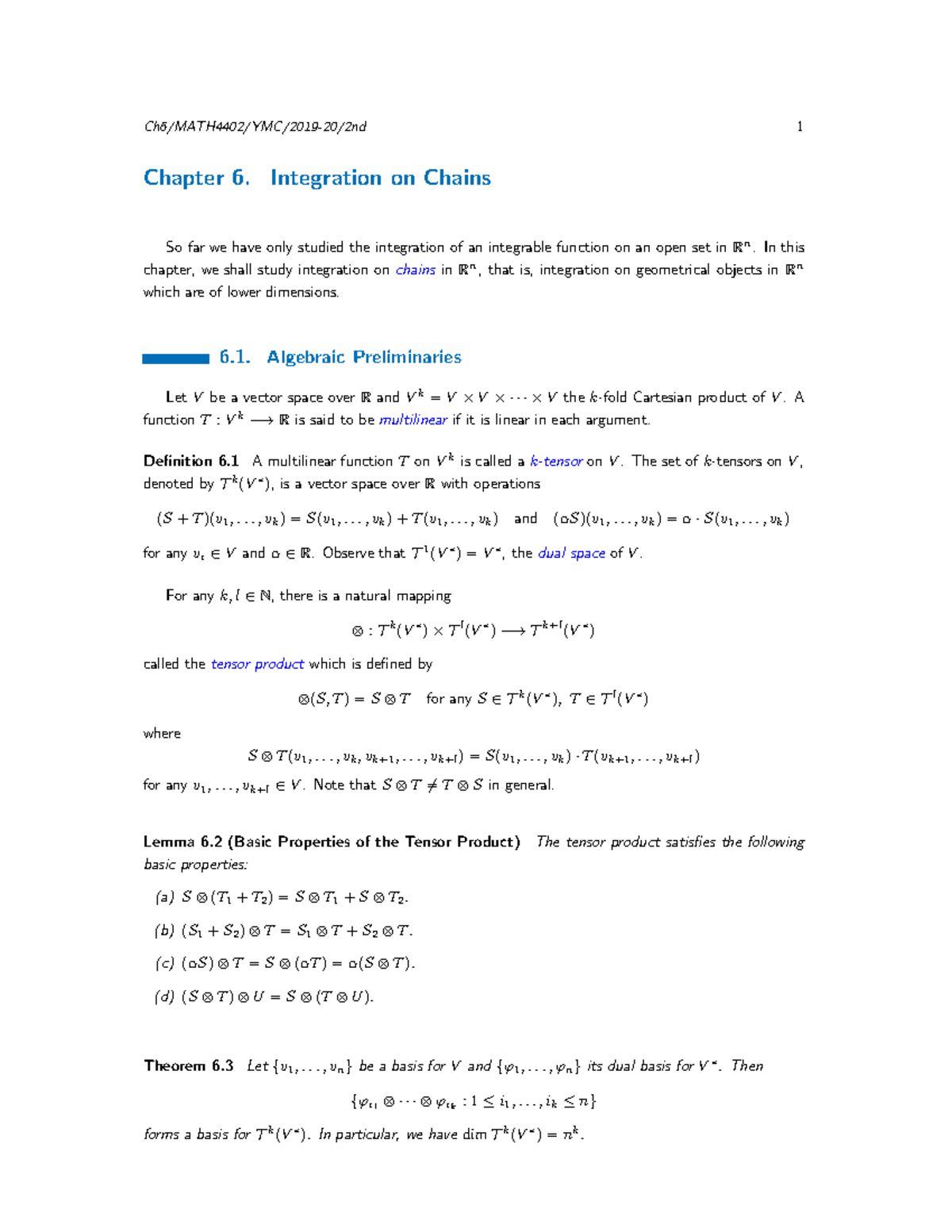 Chapter 6: Integration on Chains in R^n (4402 19 20) - Studocu