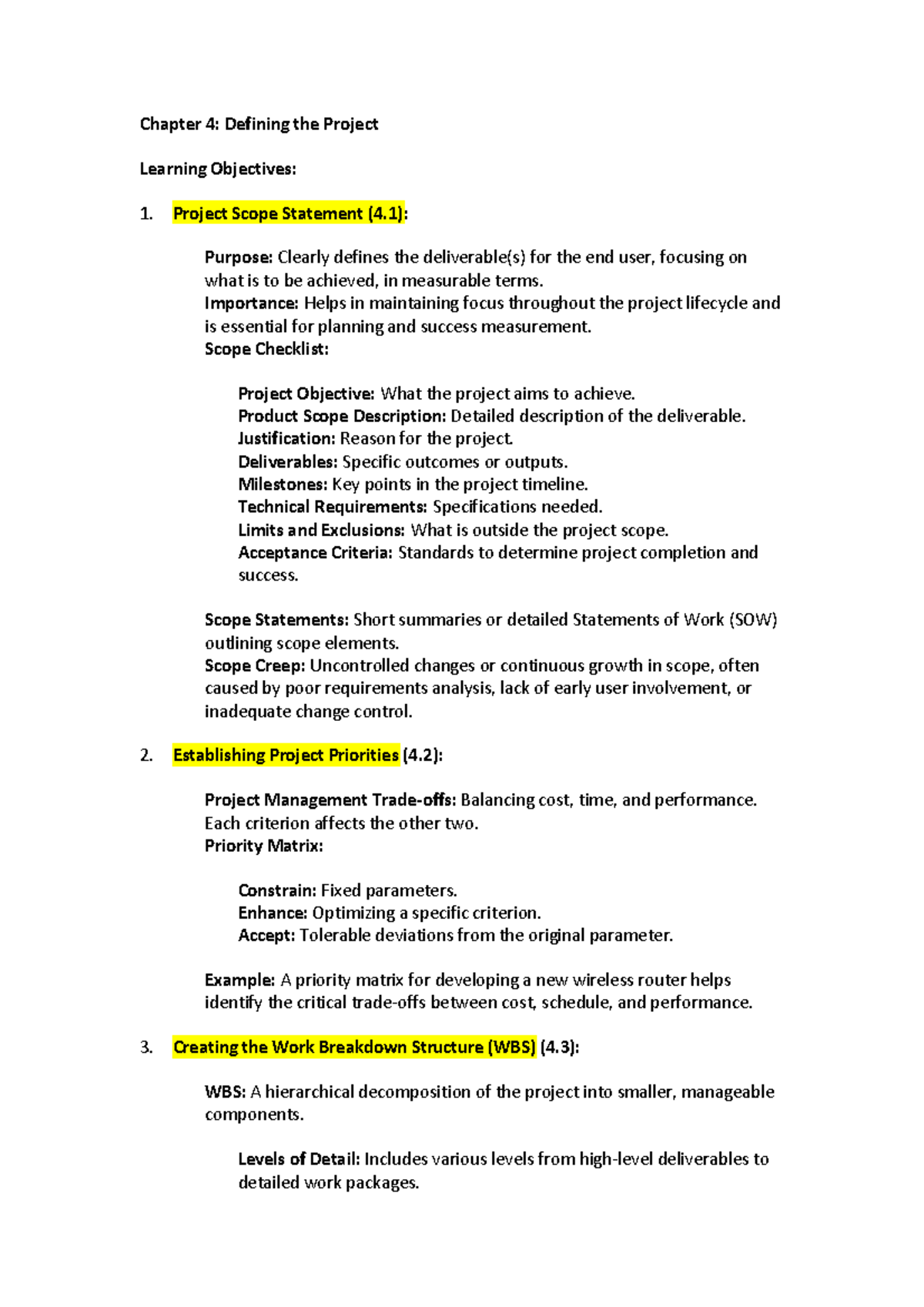 Chapter 4: Defining the Project Scope & Priorities in Project Mgmt ...
