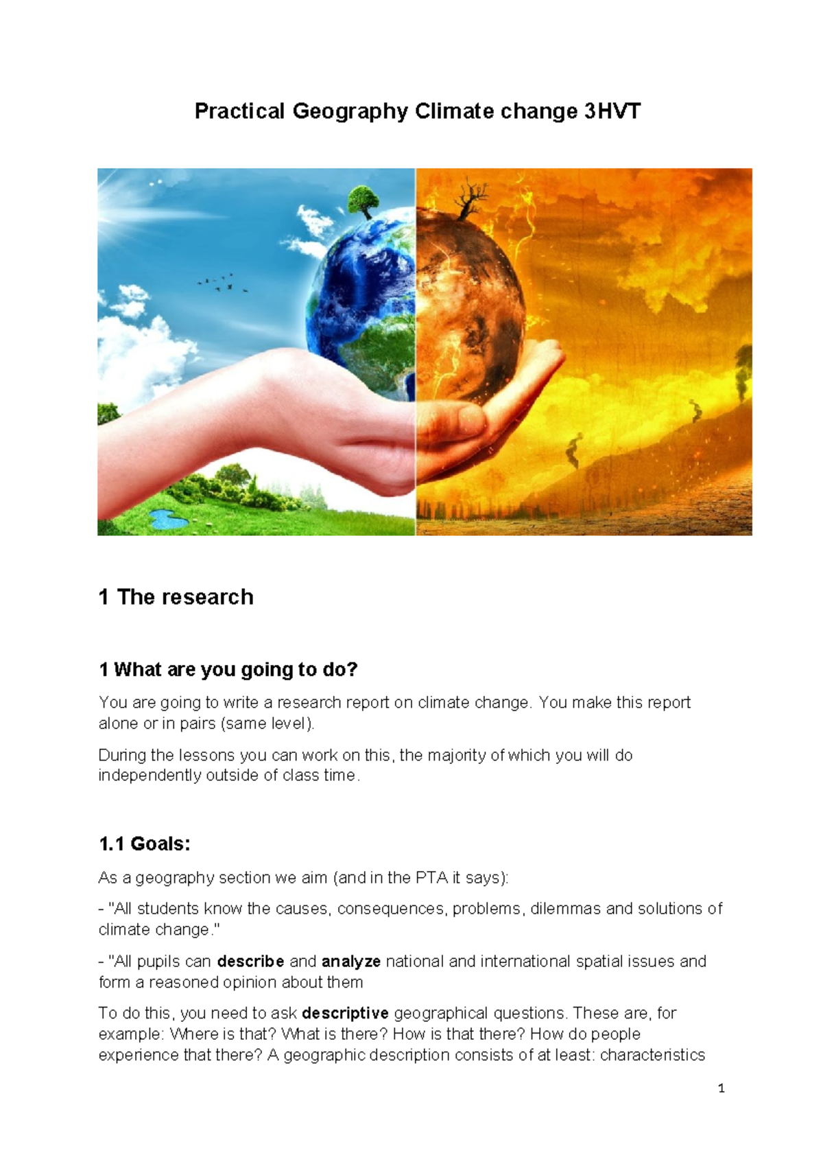 Practical Geography Research Report on Climate Change 3HVT - Studeersnel