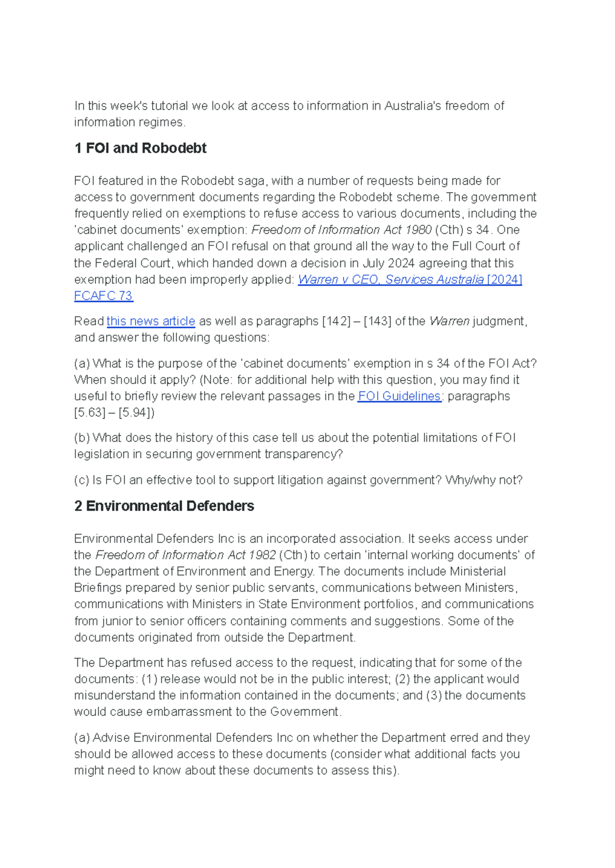 Administrative Law - Summaries for FOI Regimes and Case Studies - Studocu