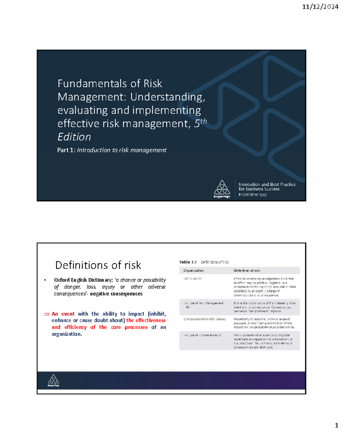 Fundamentals of Risk Management: Concepts & Applications (FIRM 5th Ed ...