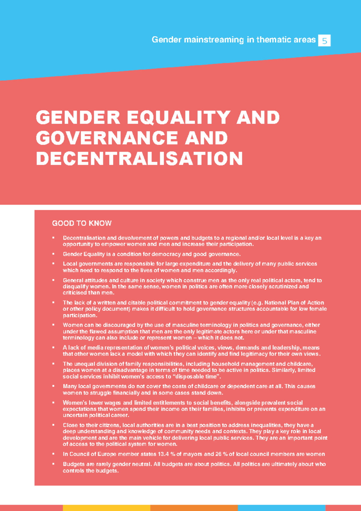 Gender equality and governance and decentralisation - GENDER EQUALITY ...
