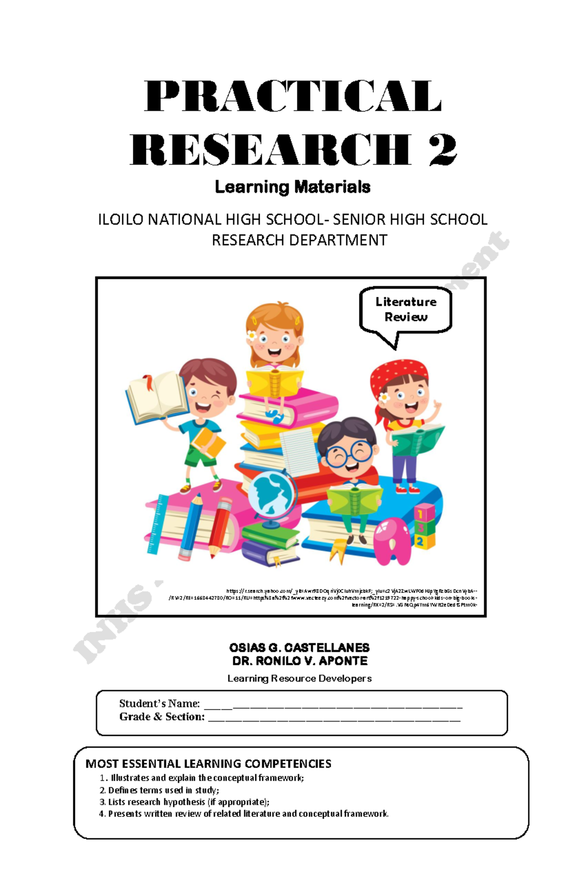 PR 2 Literature Review Guide for Senior High School Research - Studocu