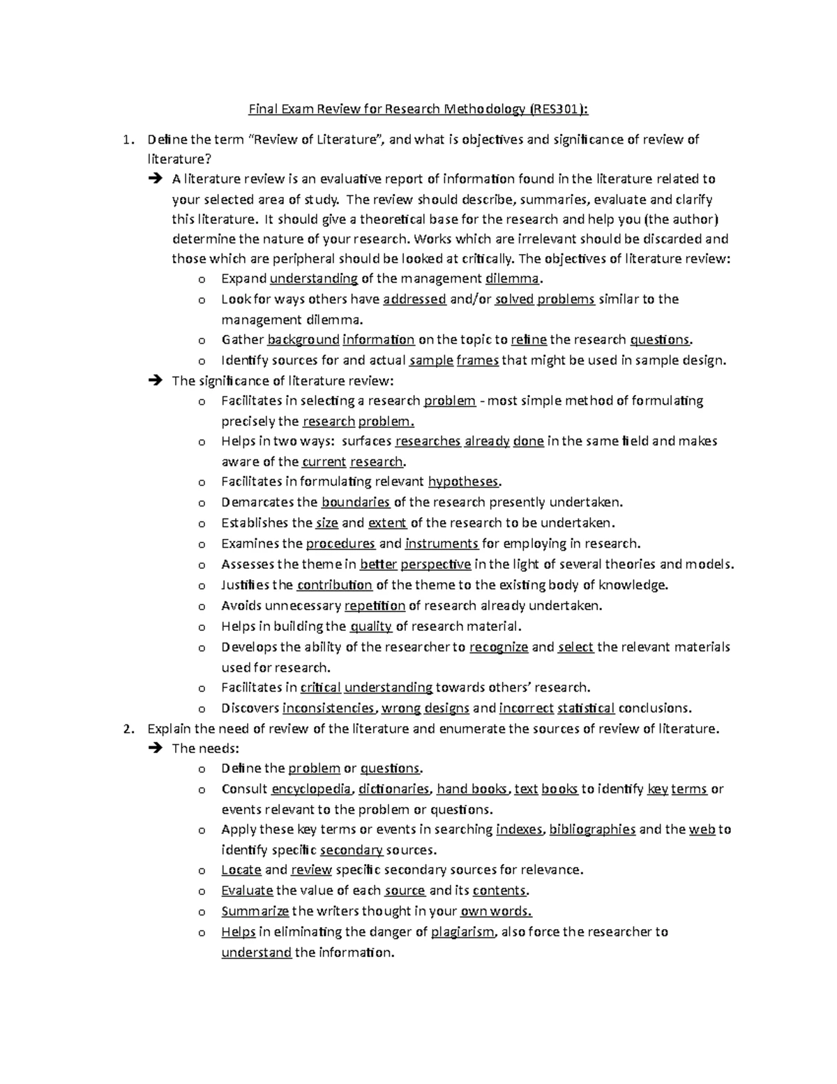 Literature Review Procedure for Article Preparation - ME 101 Final Exam ...