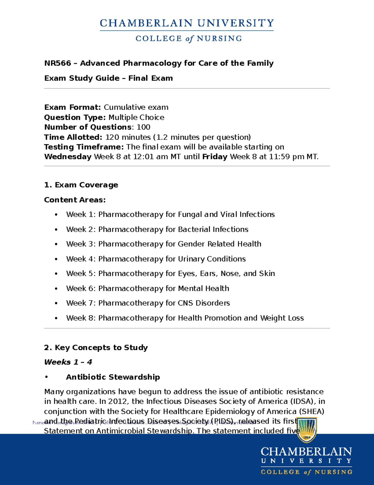 NR566 Advanced Pharmacology Final Exam Study Guide - Studocu