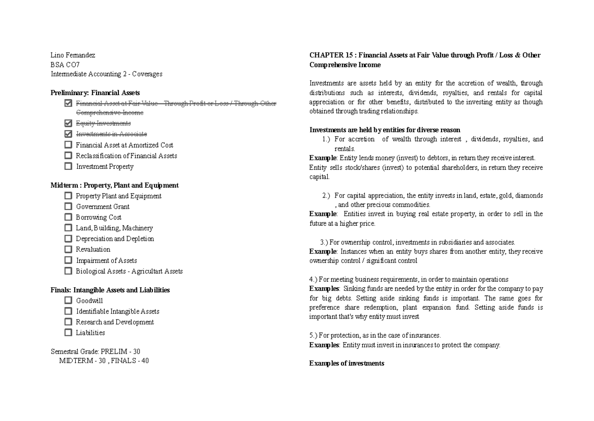 Intermediate Accounting 2 - Comprehensive Coverage and Reviewer - Studocu