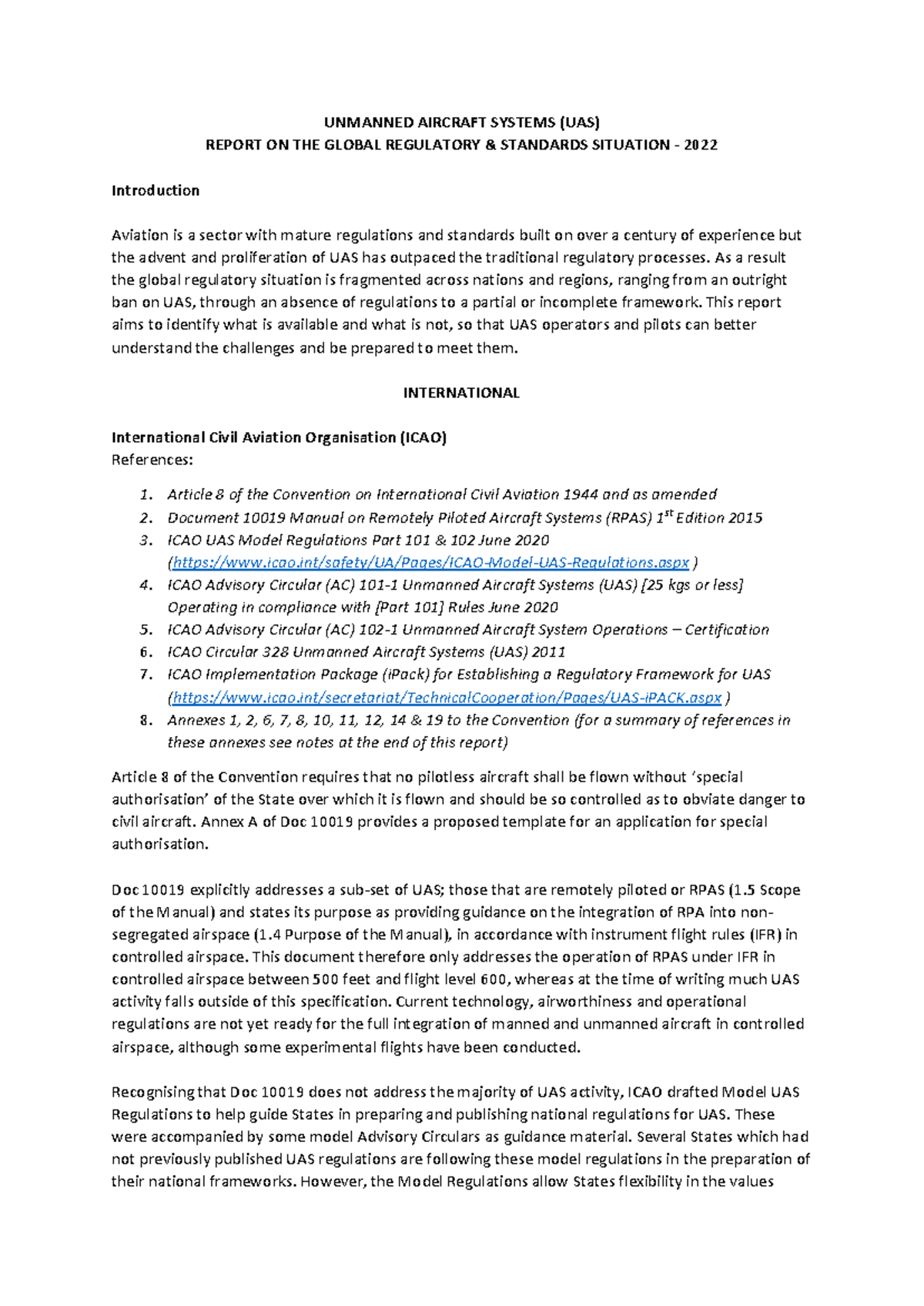 Global UAS Regulations & Standards Report 2022 - Studocu