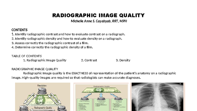 RADIOGRAPHIC IMAGE QUALITY (RAD 101) - Contrast & Density Analysis ...