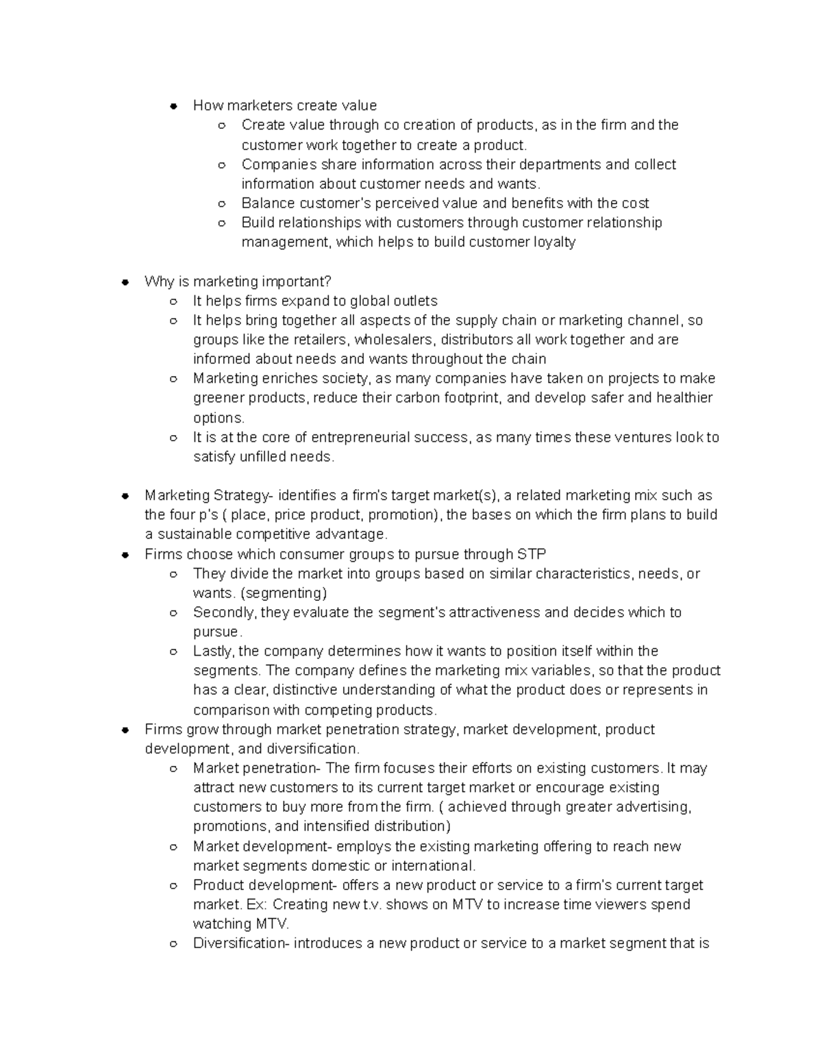 Marketing Study Guide Midterm 1: Key Concepts and Strategies - Studocu