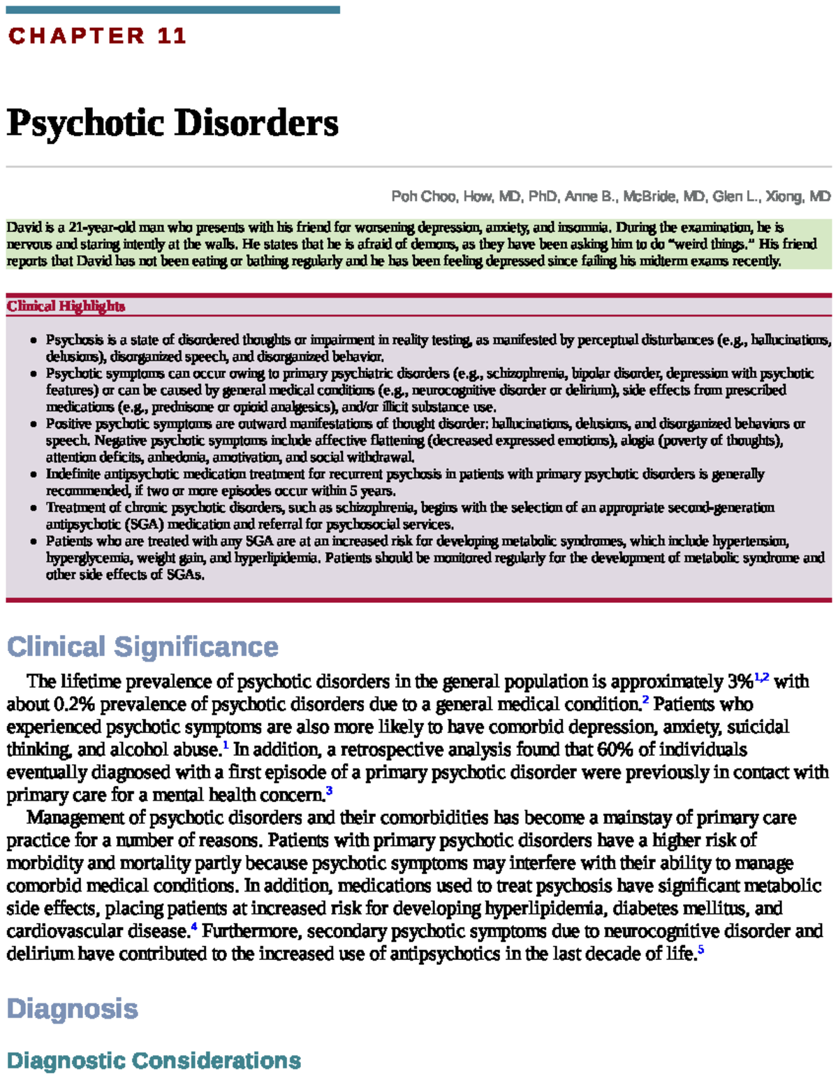 CHAPTER 11 Psychotic Disorders: Overview and Clinical Insights - Studocu