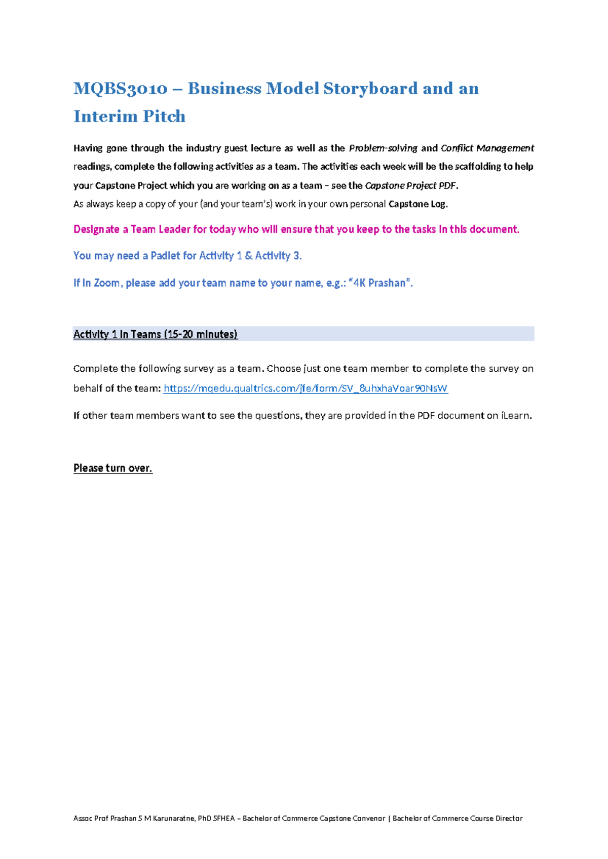 MQBS3010 Capstone Project: Business Model Storyboard & Interim Pitch ...
