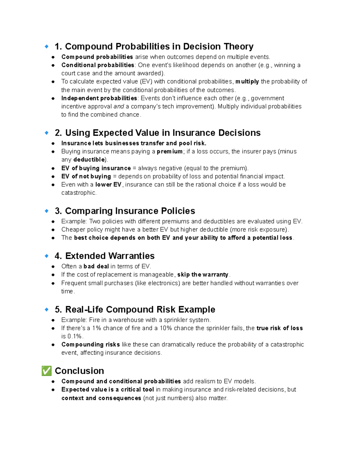 BUS 221 Week 10: Compound Probabilities & Expected Value in Insurance ...