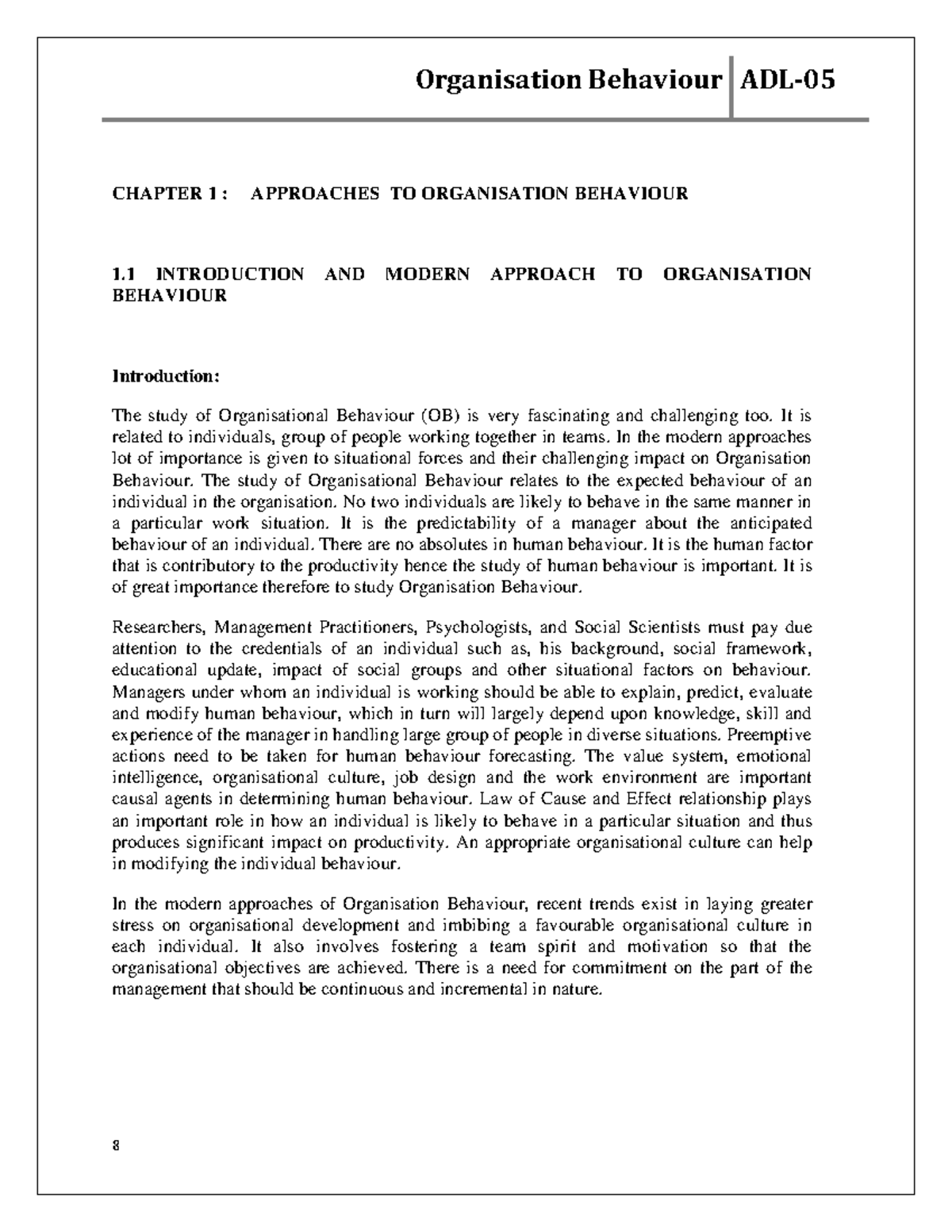 Organisational Behaviour: Approaches and Key Concepts - OB-8-64 - Studocu