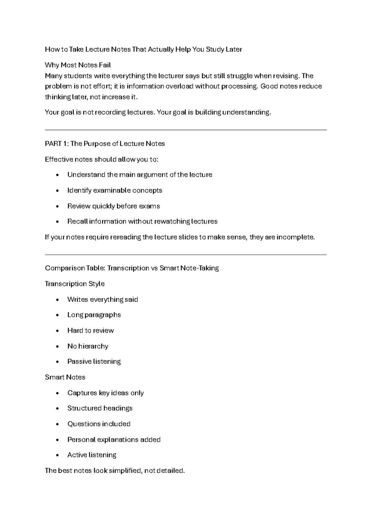 Effective Lecture Note-Taking Strategies for Better Study (ENG101 ...