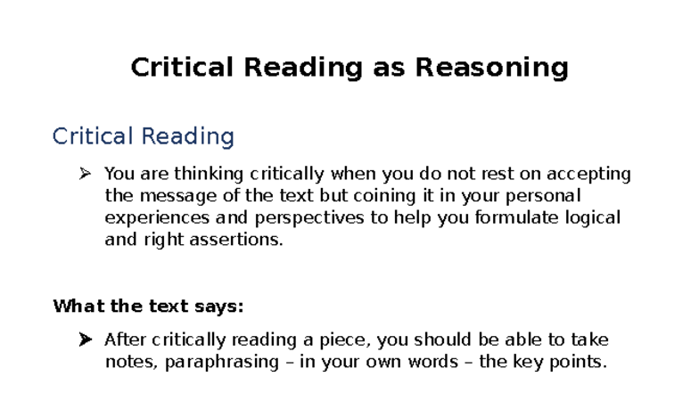 Critical Reading as Reasoning - Notes on Analysis and Interpretation ...