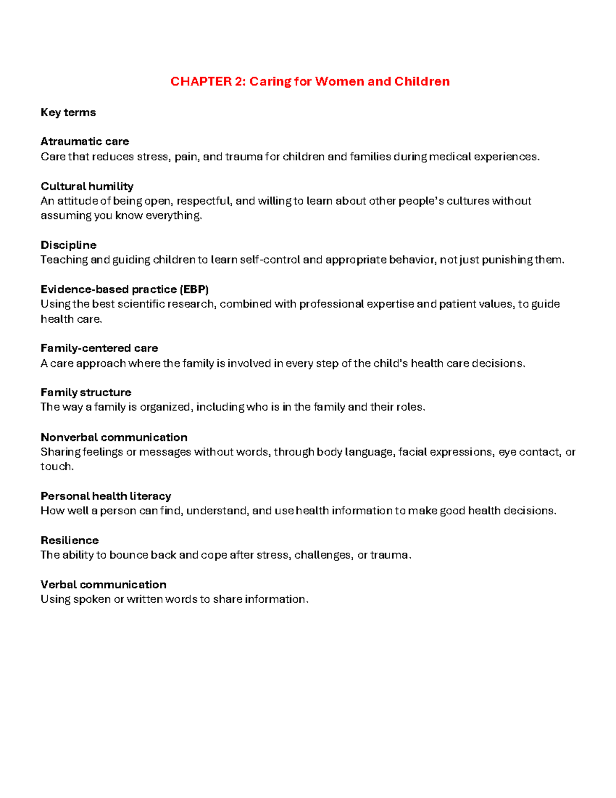 CHAPTER 2: Key Concepts in Maternal and Child Health Nursing - Studocu