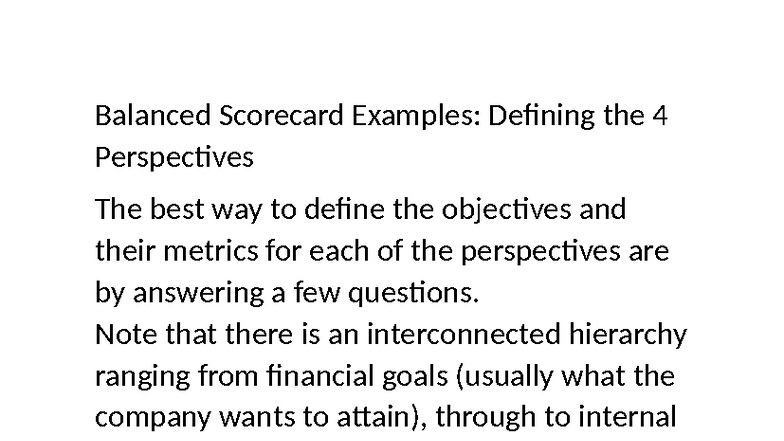 Balanced Scorecard Examples: 4 Perspectives Explained - Studocu