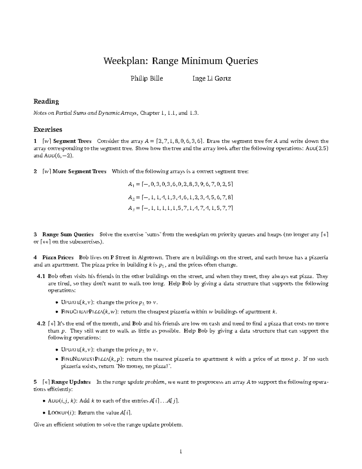 Segment Trees and Range Queries: Weekplan for CS Course - Studocu